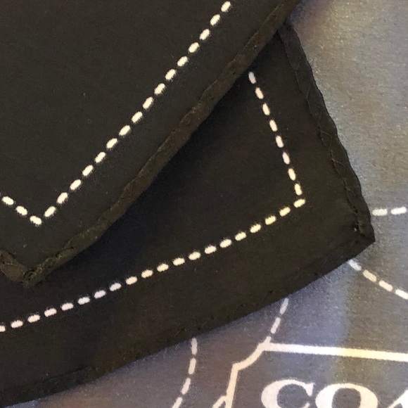 Coach scarf, 20” sq, Silk w hand rolled edge blk - Picture 7 of 10